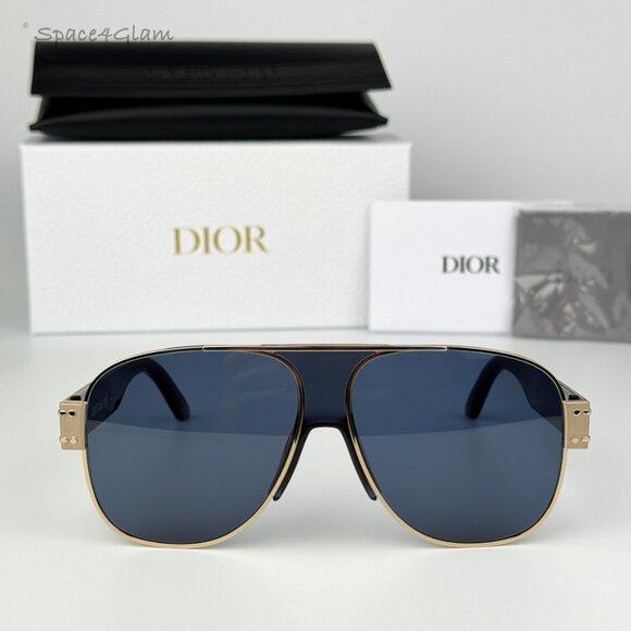 Dior Men Sunglasses Gold Blue Aviator DIORSIGNATURE A3U B0B0 BRAND NEW - Picture 1 of 15
